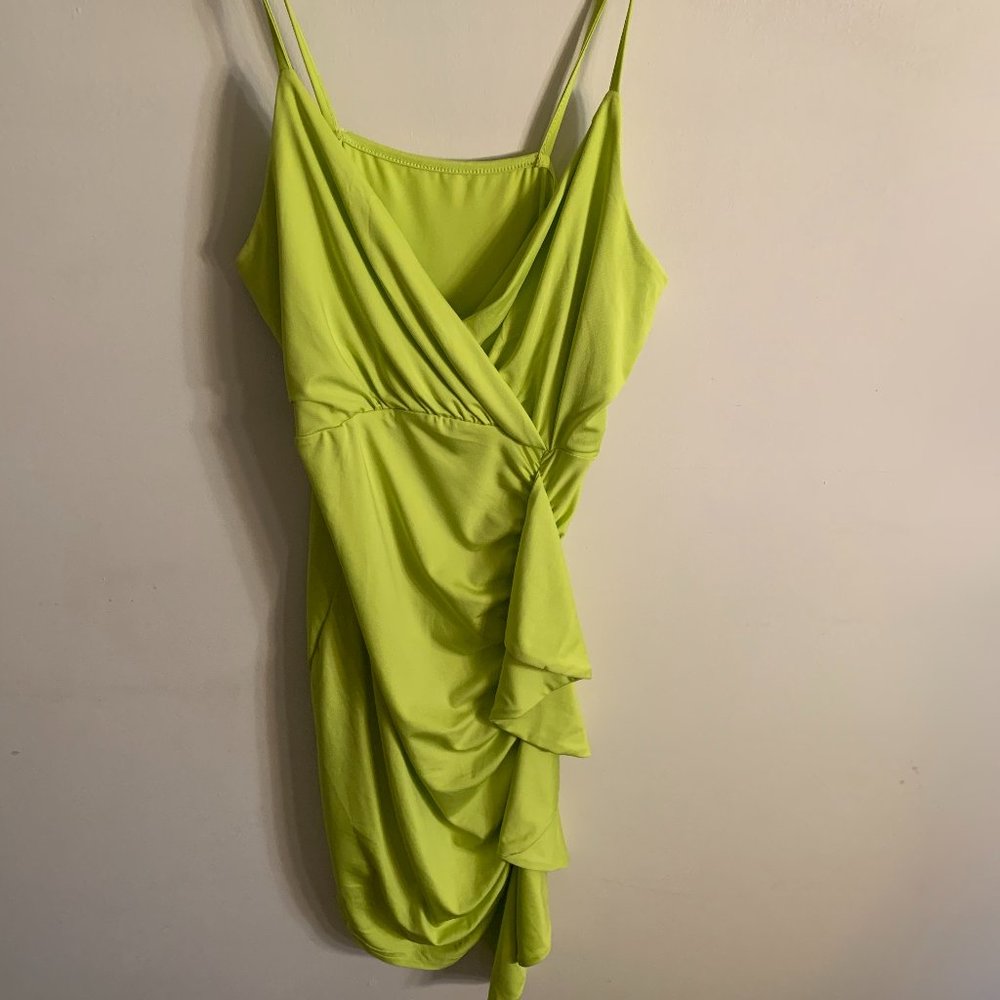 Elegant Lime Green Draped Dress